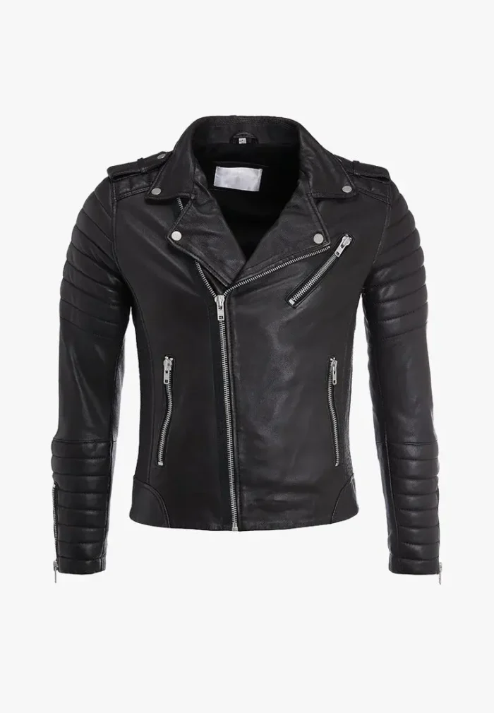 Men`s Black Leather Biker Jackets - Image 1