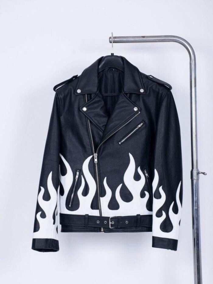 White Flame Leather Jacket for Men - Image 1